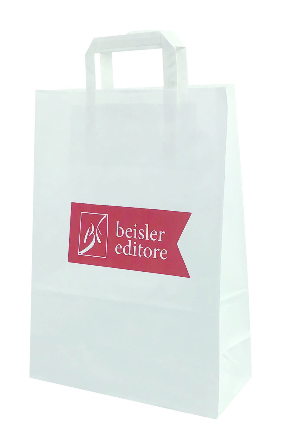 Beisler Editore shopper in carta bianca maniglia piatta in carta rifipack