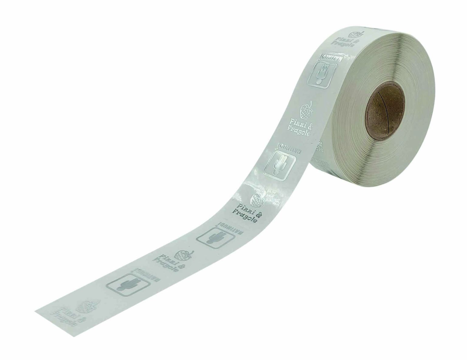 chiudibusta adesivi personalizzati stampa argento forniti a rotolo rifipack